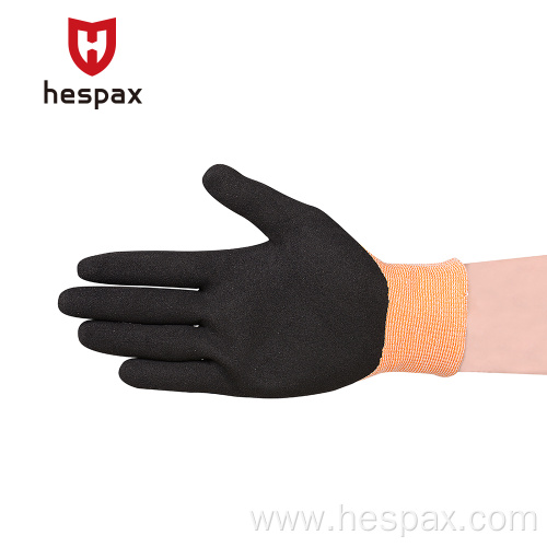 Hespax 18G Nitrile Sandy Palm Dipped Safety Gloves